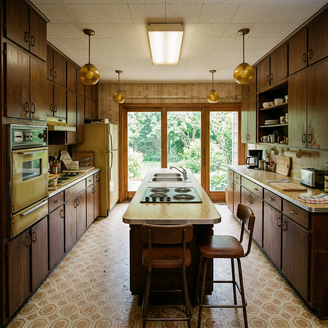 Küche vor der Renovierung - Vintage 70er Jahre Stil